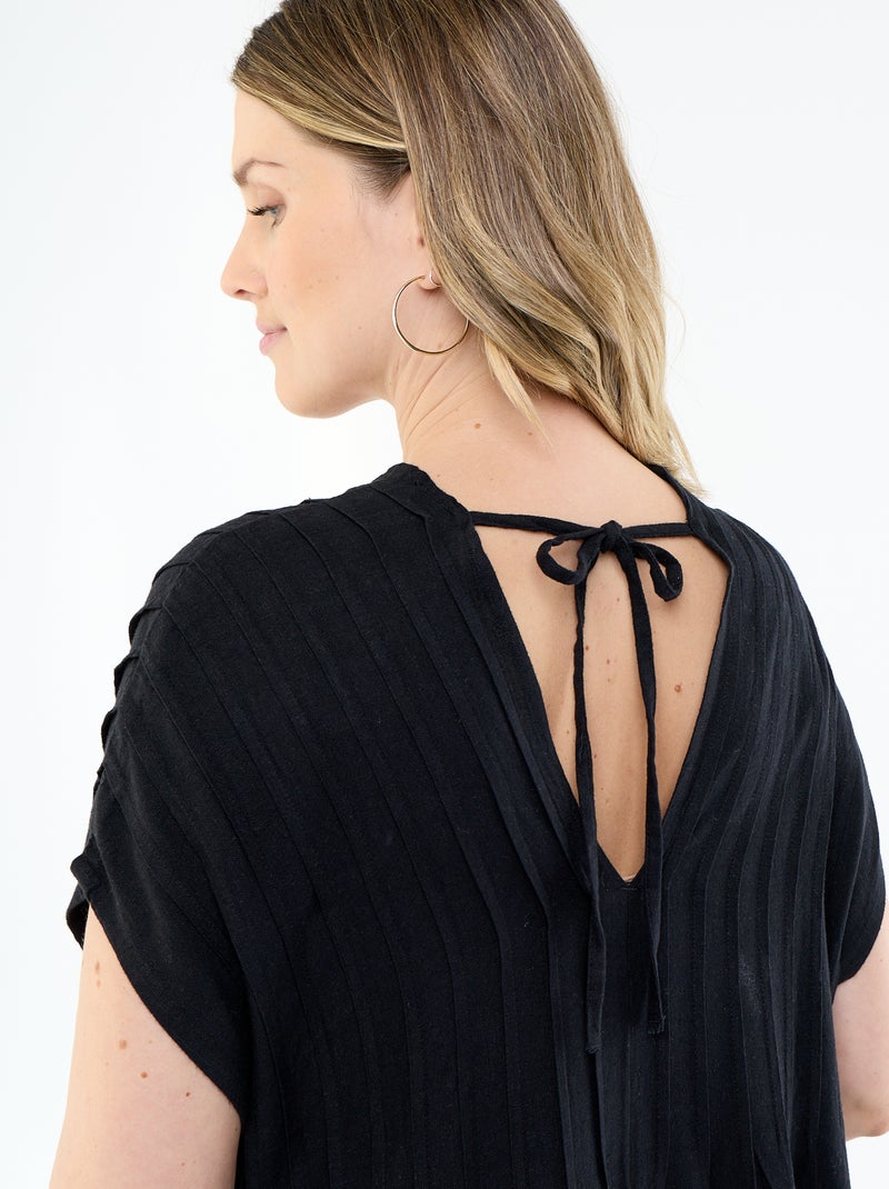 Robe de maternité en lin mélangé Noir - Kiabi