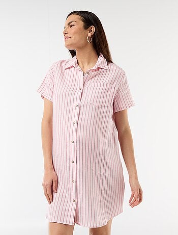 Robe de maternité imprimée en lin mélangé