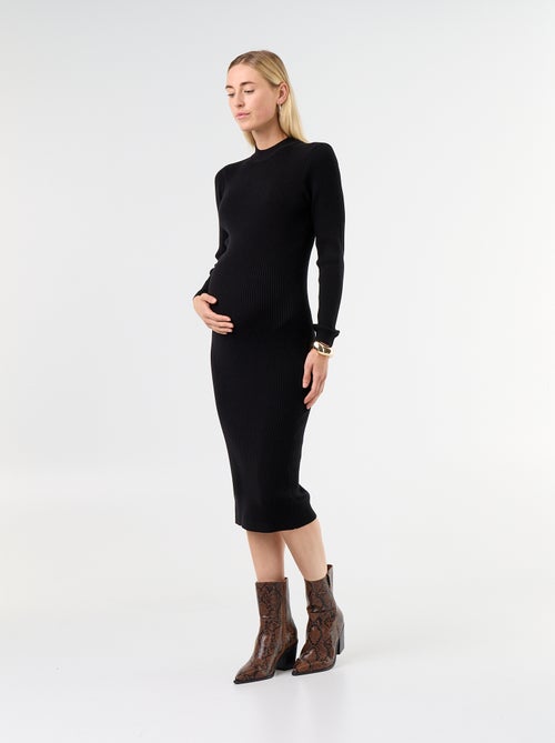 Robe de maternité longue et côtelée - Kiabi