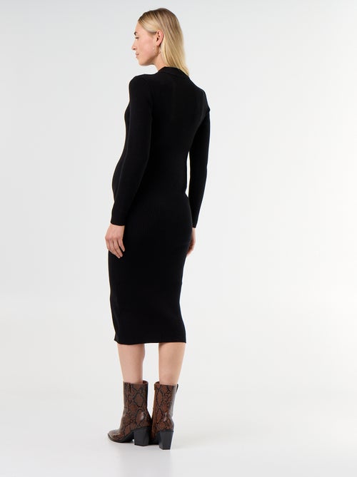 Robe de maternité longue et côtelée - Kiabi