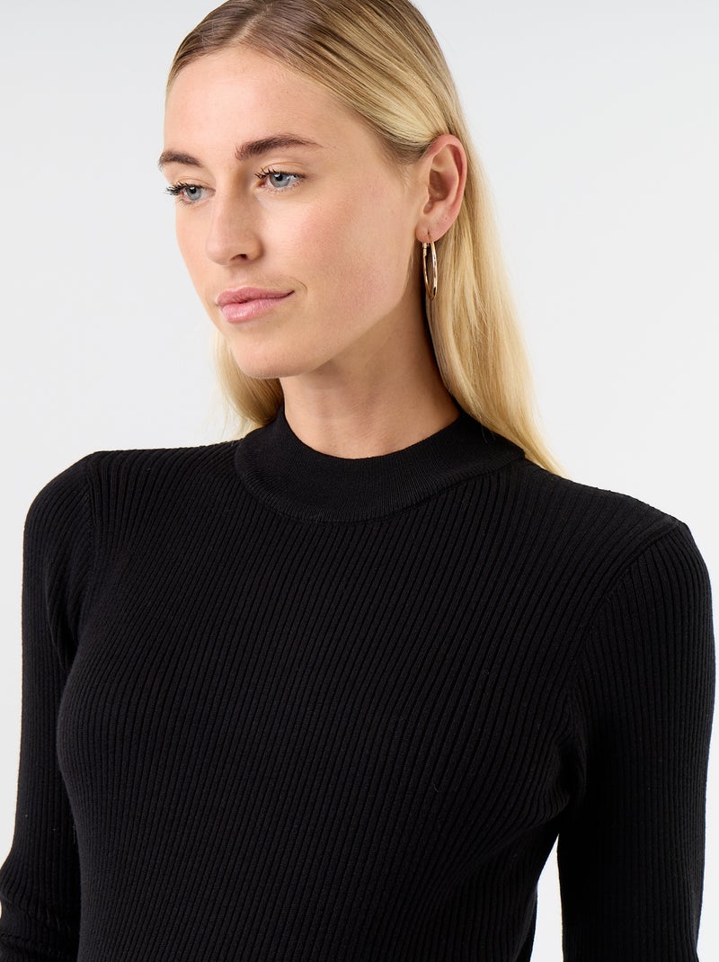 Robe de maternité longue et côtelée Noir - Kiabi