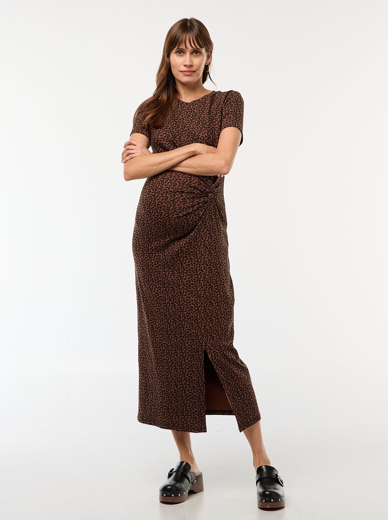 Robe de maternité longue moulante Léopard - Kiabi