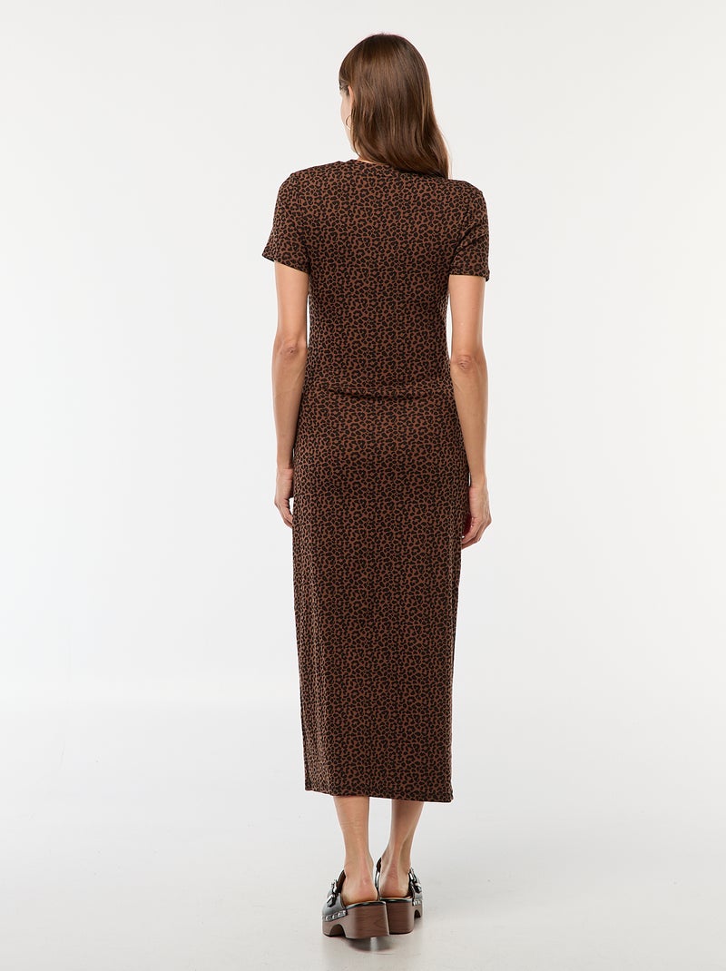 Robe de maternité longue moulante Léopard - Kiabi