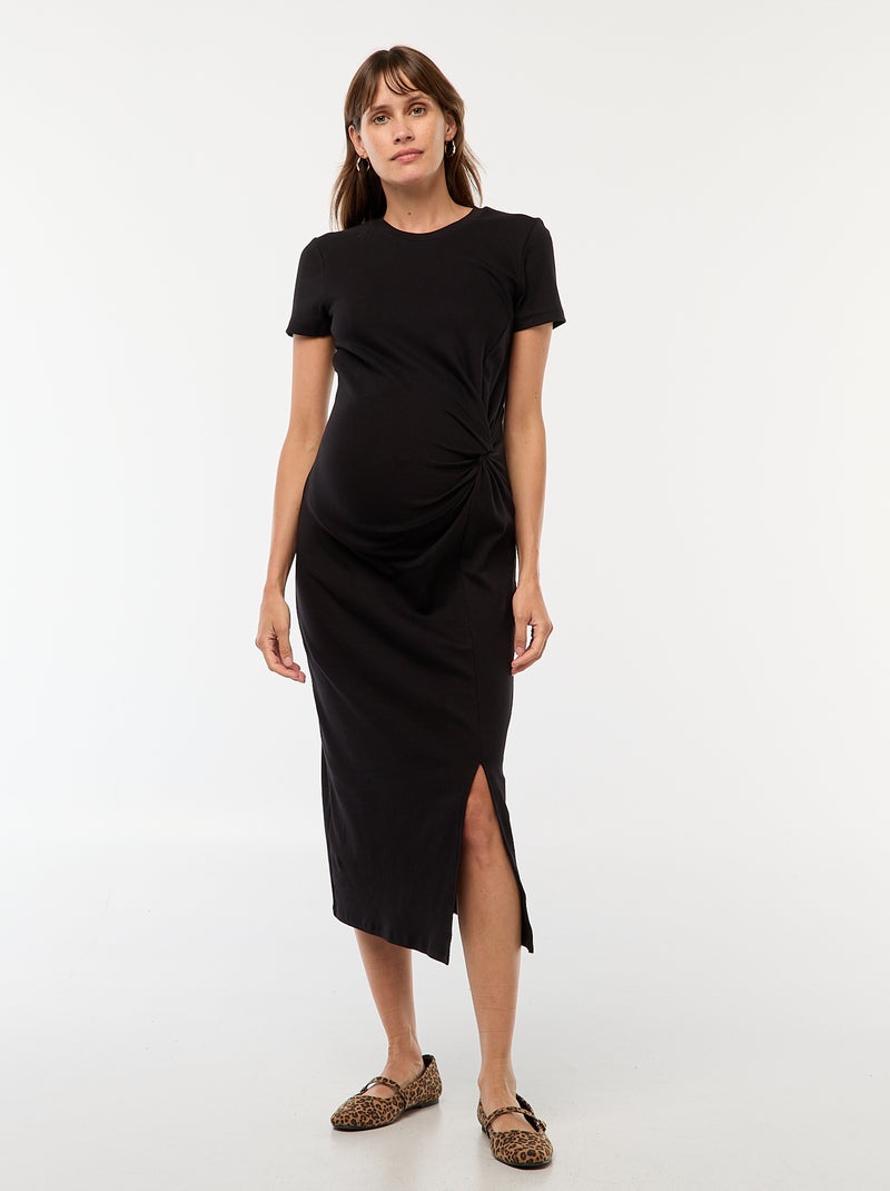 Robe de maternité longue moulante Noir - Kiabi