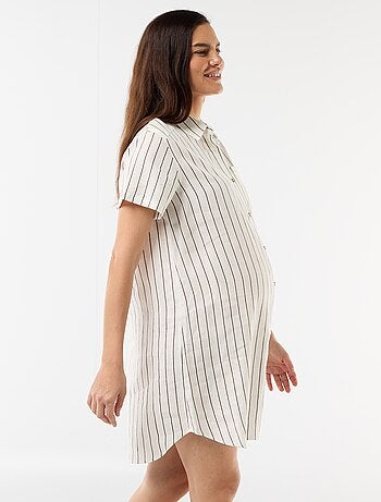 Robe de maternité rayée en lin