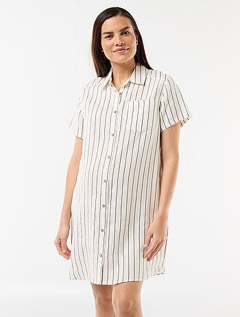 Robe de maternité rayée en lin