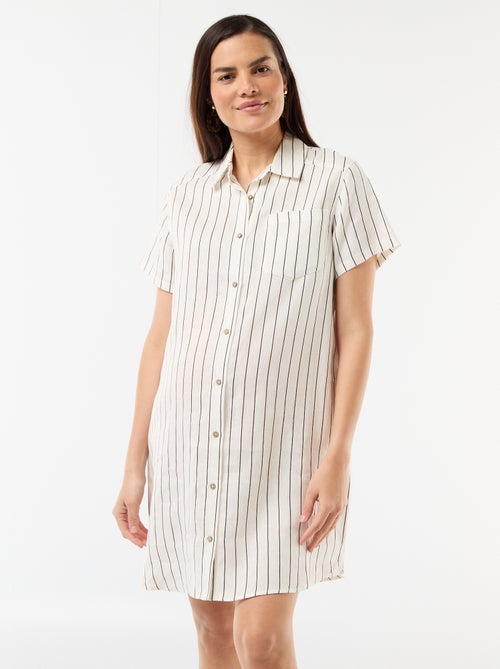 Robe de maternité rayée en lin - Kiabi