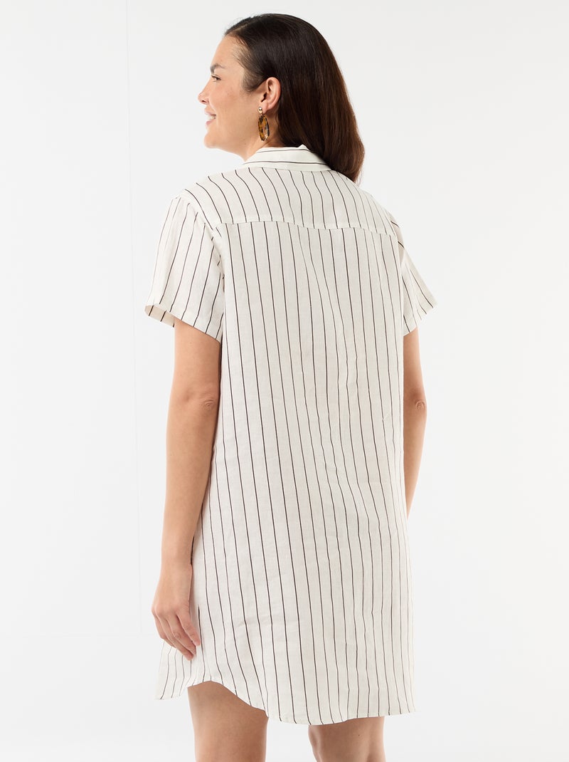 Robe de maternité rayée en lin Blanc - Kiabi