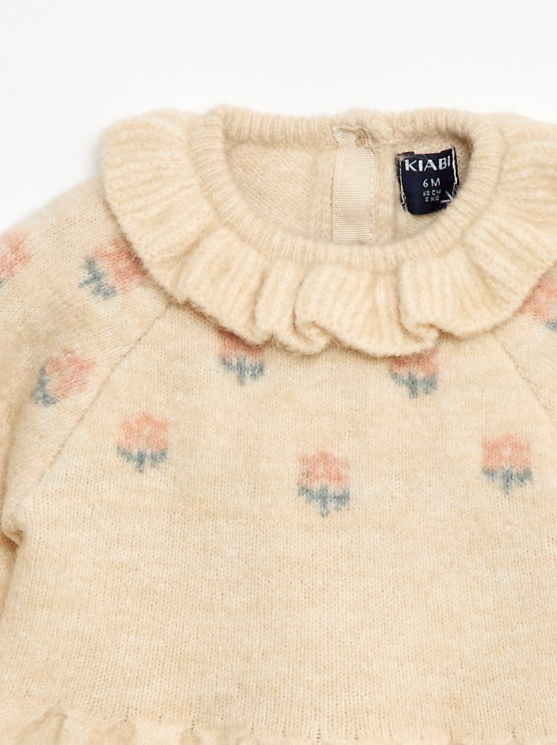 Robe de Noël avec collerette Beige - Kiabi