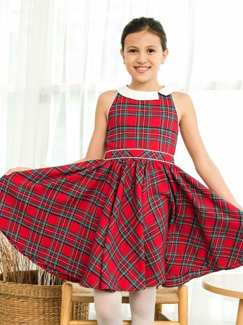 Robe de Noël Fille  Carreaux Tartan Rouge  HEPBURN - 'LA FAUTE A VOLTAIRE' - Kiabi