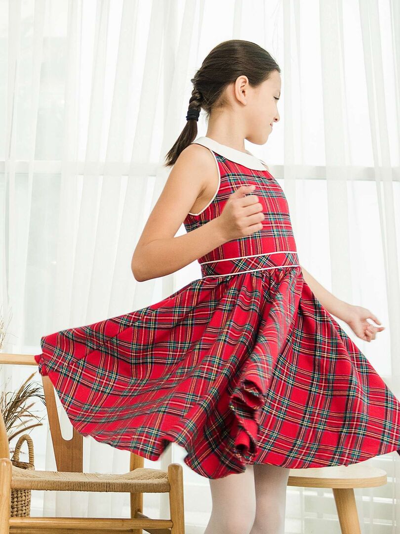 Robe De Noël Fille Carrx Tartan Rouge Hepburn La Faute à Voltaire