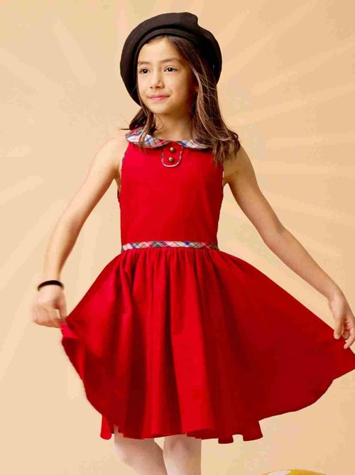 Robe de Noël Fille  Velours Rouge carreaux Tartan  HEPBURN - La Faute à Voltaire - Kiabi