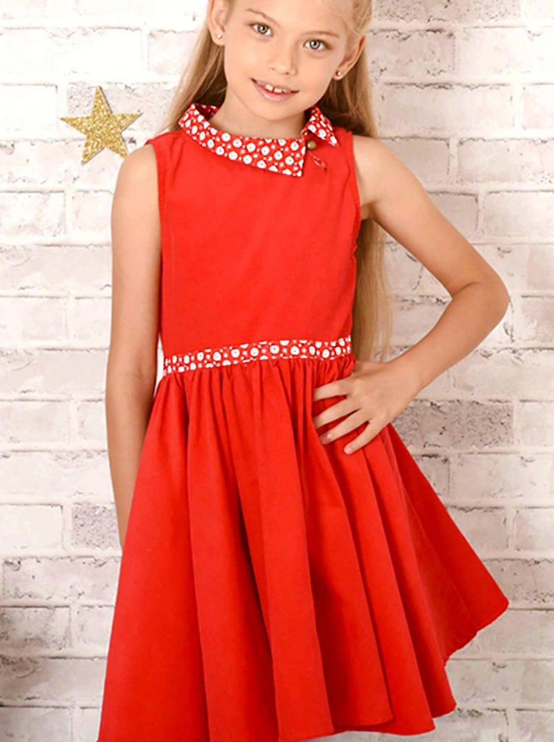 Robe de Noël Fille  Velours Rouge carreaux Tartan  HEPBURN - La Faute à Voltaire Rouge - Kiabi
