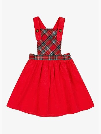 Robe de Noël Fille Velours Tartan Rouge CHRISTMAS - La Faute à Voltaire