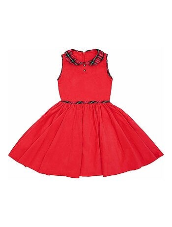 Robe de Noël Velours Col Claudine en Tartan HEPBURN - La Faute à Voltaire