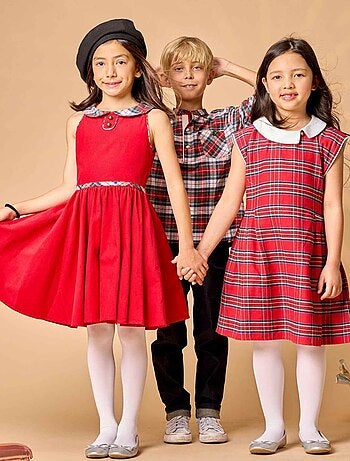 Robe de Noël Velours et carreaux Tartan HEPBURN - La Faute à Voltaire