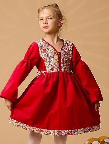 Robe de Noël Velours Fleuri Liberty MARGOT - La Faute à Voltaire