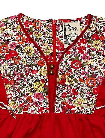 Robe de Noël Velours Fleuri Liberty MARGOT - La Faute à Voltaire