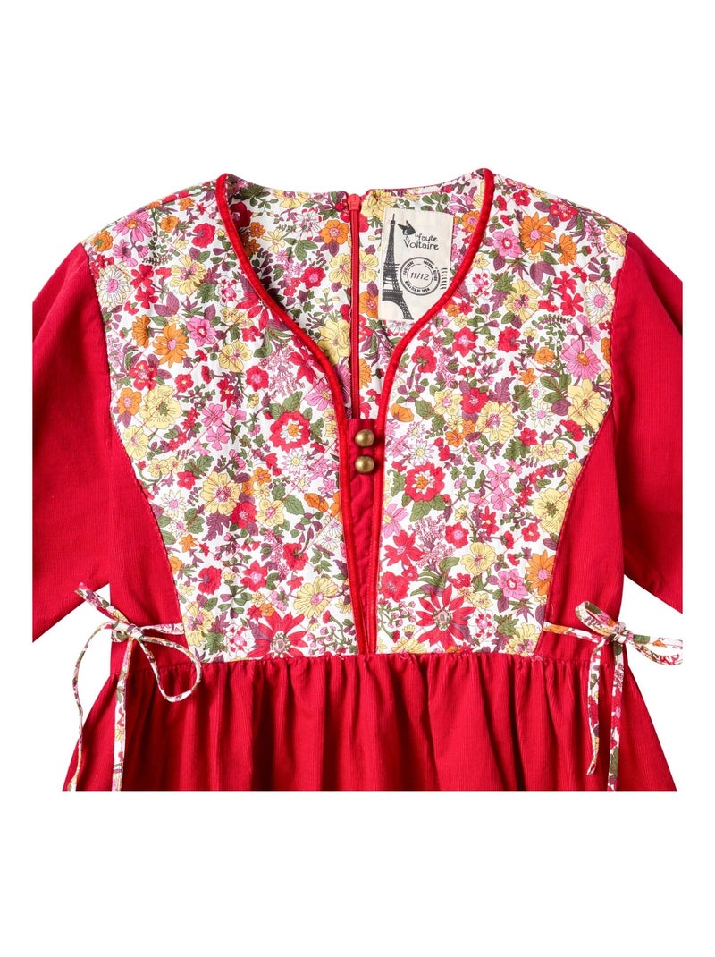 Robe de Noël   Velours  Fleuri Liberty  MARGOT - La Faute à Voltaire Rouge - Kiabi
