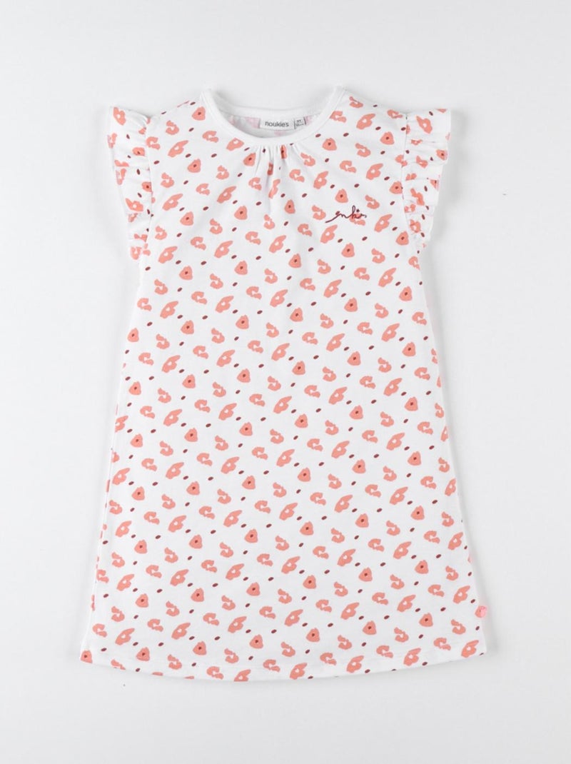 Robe de nuit imprimé léopard en jersey, écru/corail Noukie's Rose - Kiabi