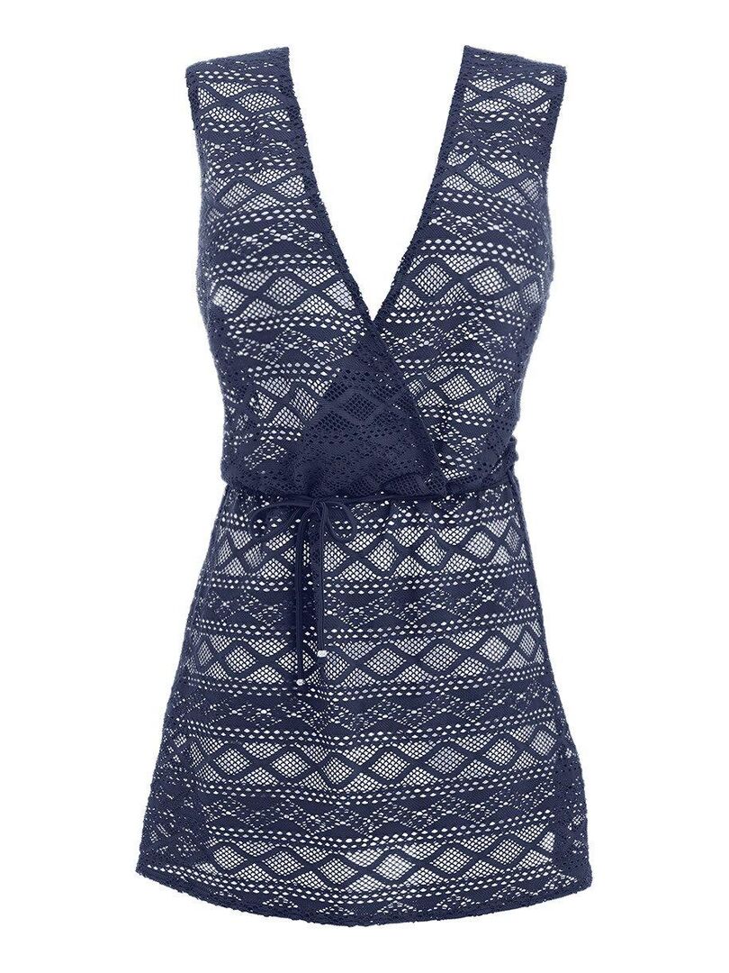 Robe de plage ajourée maille crochet Sundance Bleu - Kiabi