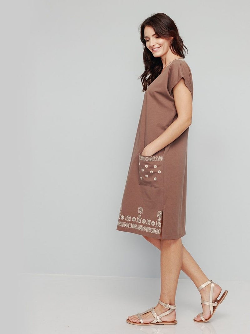 Robe de plage ample courte - Afibel Marron - Kiabi
