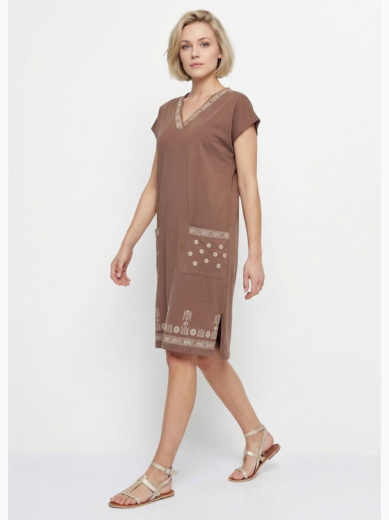 Robe de plage ample courte - Afibel Marron - Kiabi