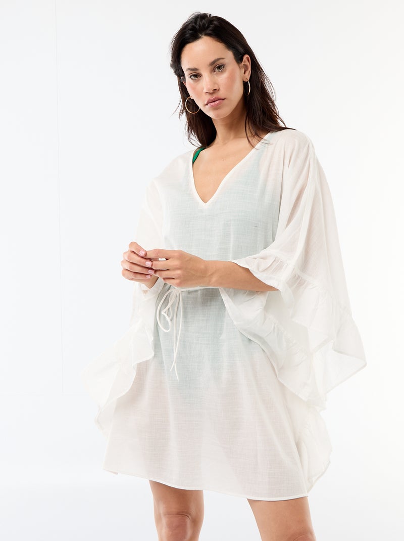 Robe de plage  avec emmanchures volantées Blanc - Kiabi