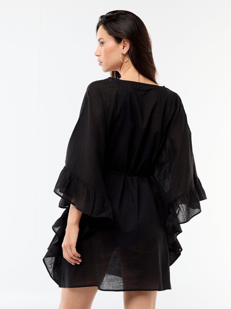 Robe de plage  avec emmanchures volantées Noir - Kiabi