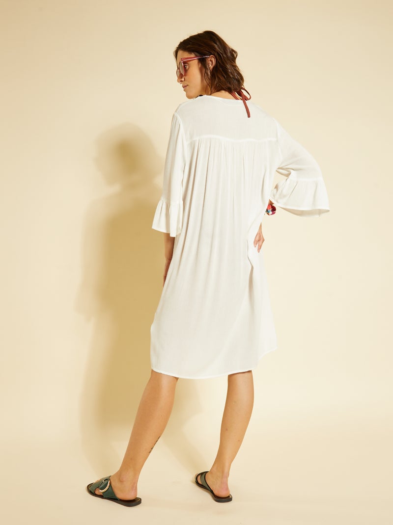 Robe de plage avec macramé blanc - Kiabi