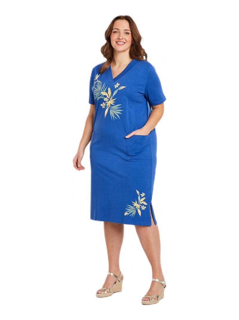 Robe de plage courte coton Bleu - Kiabi