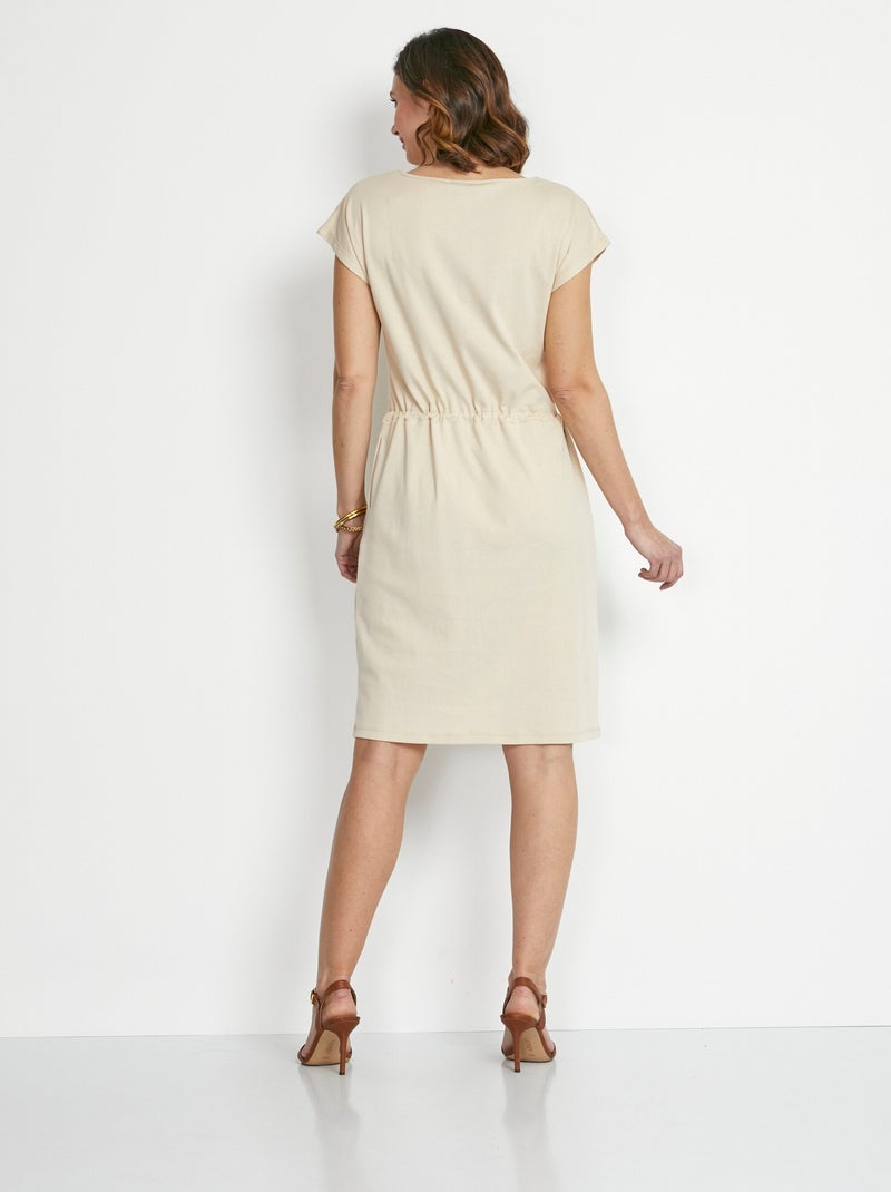 Robe de plage courte manches kimono Beige sable - Kiabi