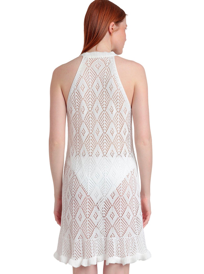 Robe de plage crochet Happy Blanc - Kiabi