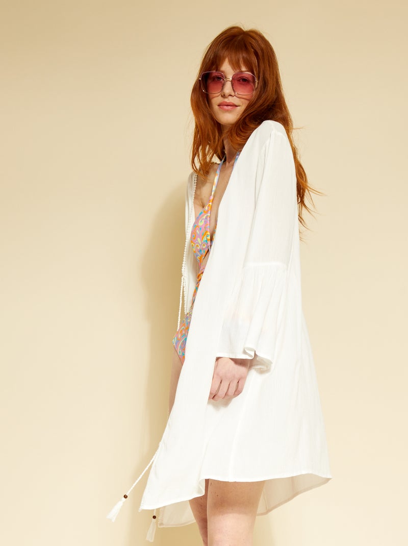 Robe de plage en macramé blanc - Kiabi