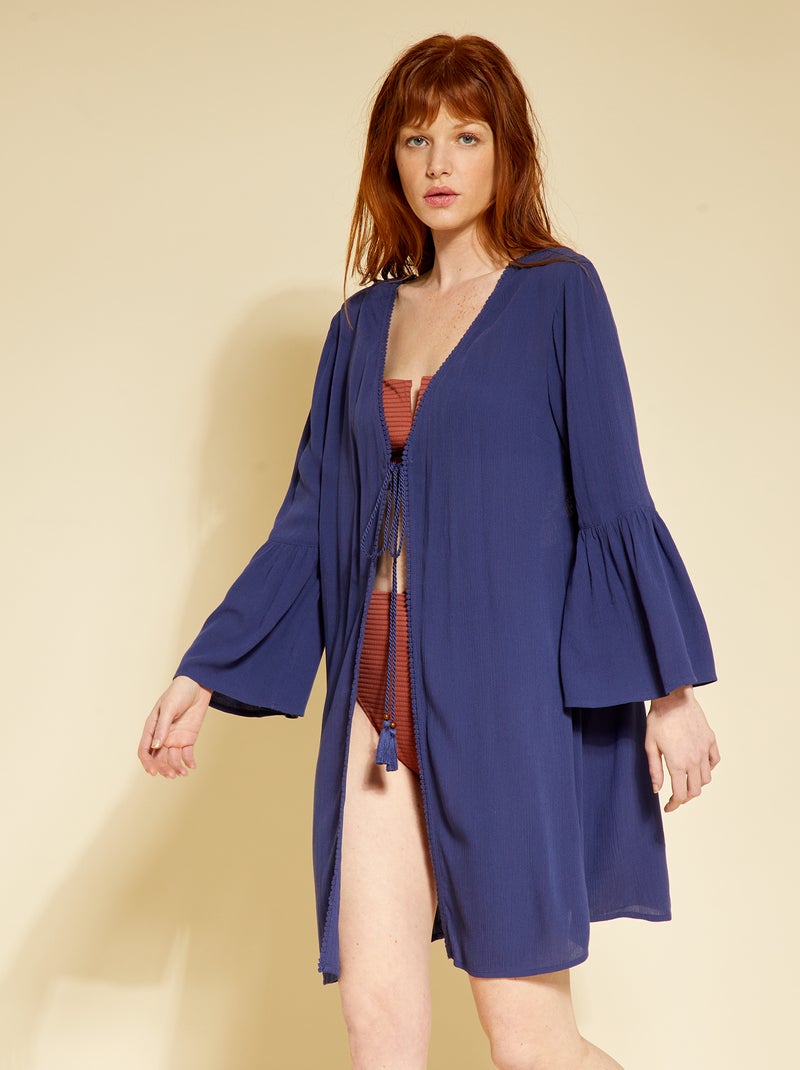 Robe de plage en macramé bleu nuit - Kiabi