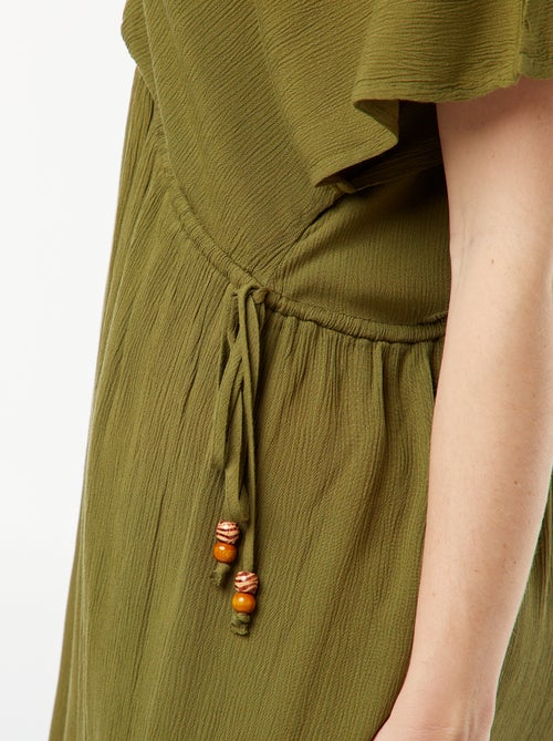 Robe de plage en maille crêpe avec encolure cache-coeur - Kiabi