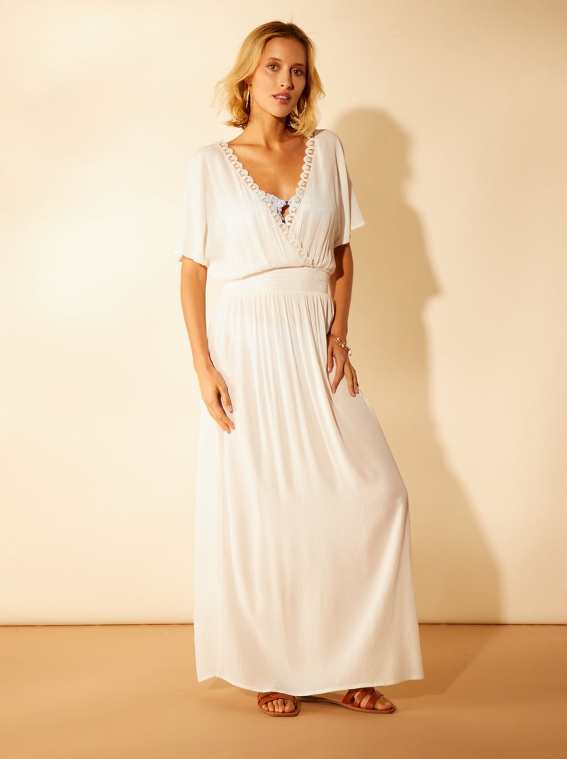 Robe de plage en maille crêpe blanc - Kiabi
