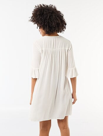 Robe de plage en maille crêpe et macramé