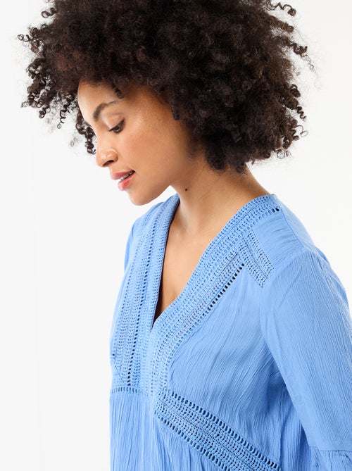 Robe de plage en maille crêpe et macramé - Kiabi