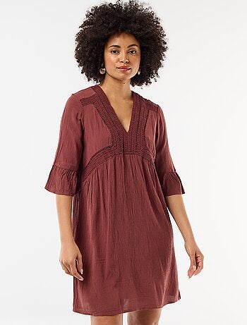 Robe de plage en maille crêpe et macramé