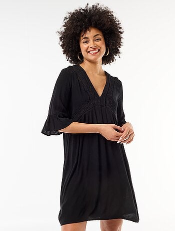 Robe de plage en maille crêpe et macramé