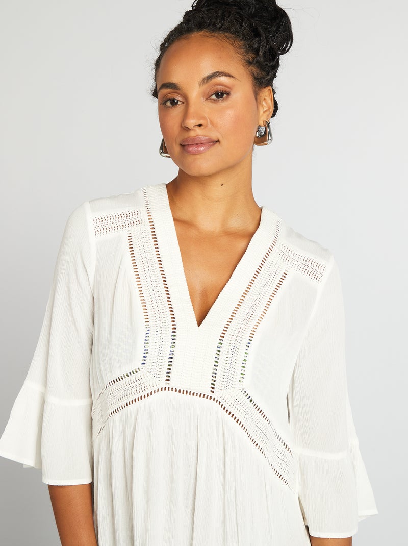 Robe de plage fluide - Blanc - Femme - 11.00�?� - Kiabi