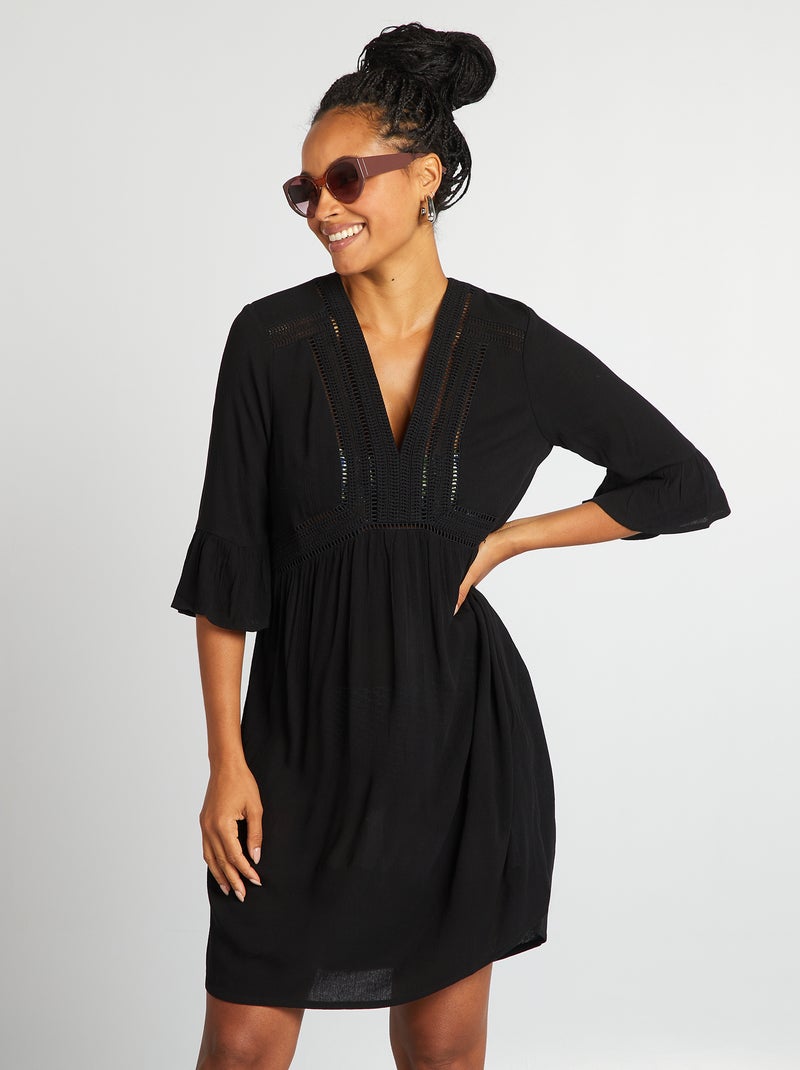 Robe de plage fluide Noir - Kiabi