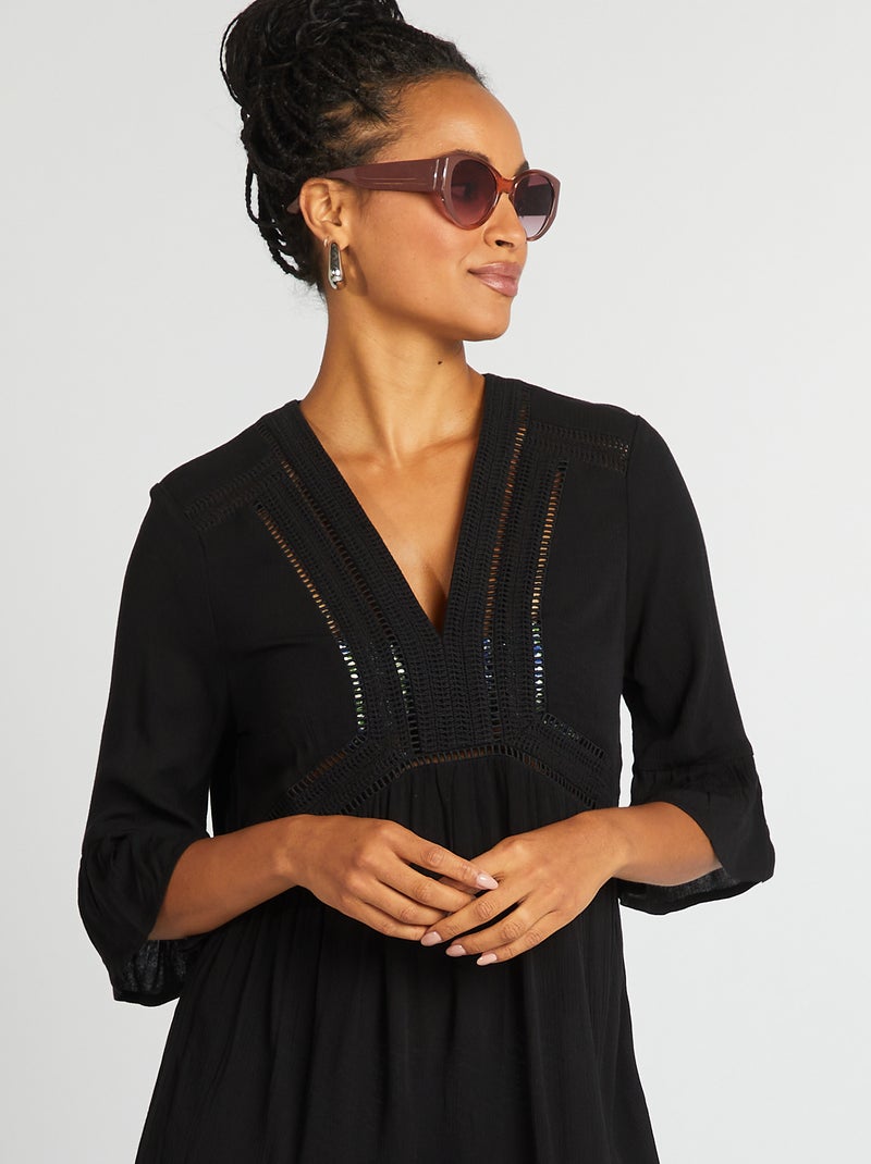 Robe de plage fluide Noir - Kiabi