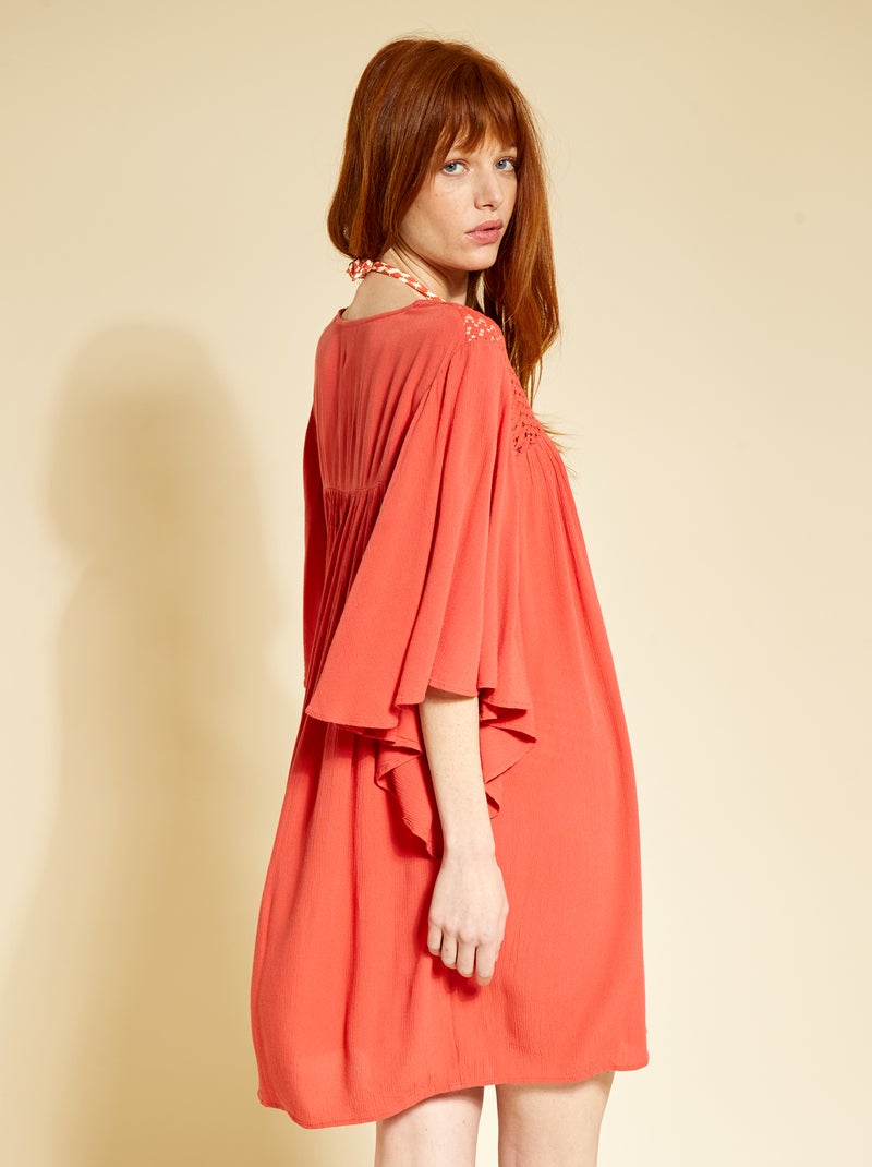 Robe de plage fluide Rouge corail - Kiabi