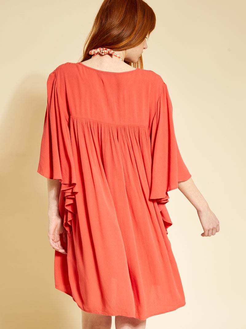 Robe de plage fluide Rouge corail - Kiabi