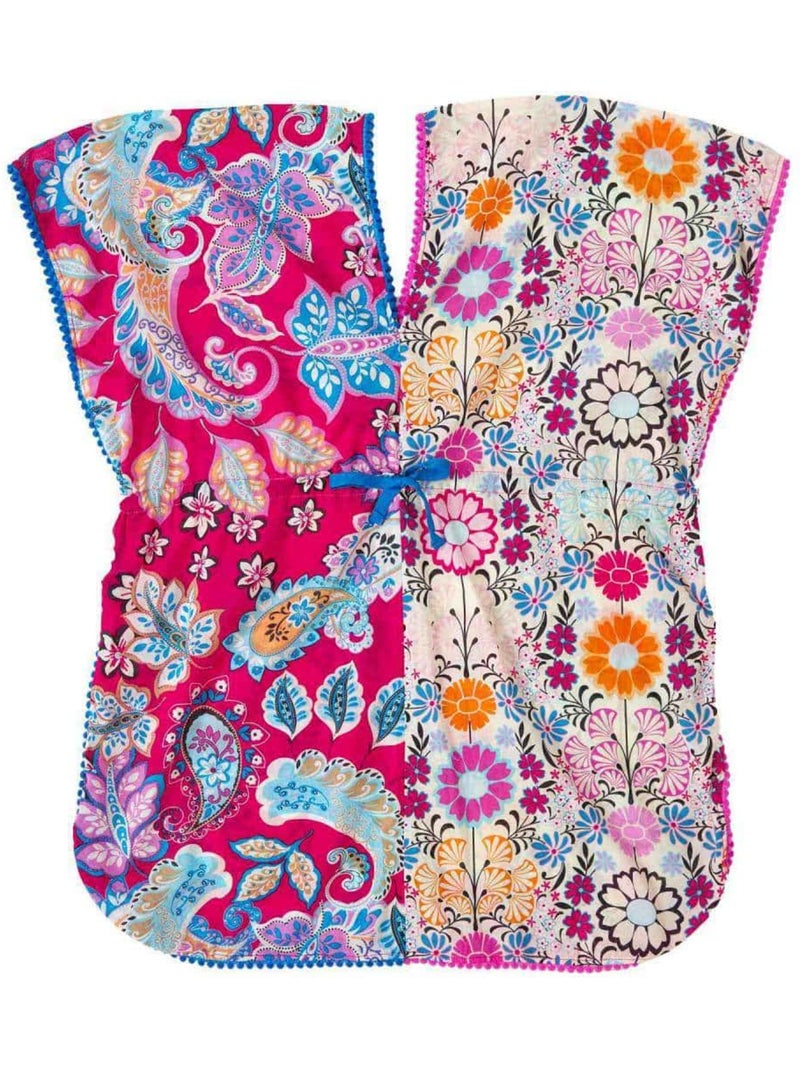 Robe de Plage  Imprimé Fleurs Hawaï   BALI - La Faute à Voltaire Rouge/Bleu/Jaune - Kiabi