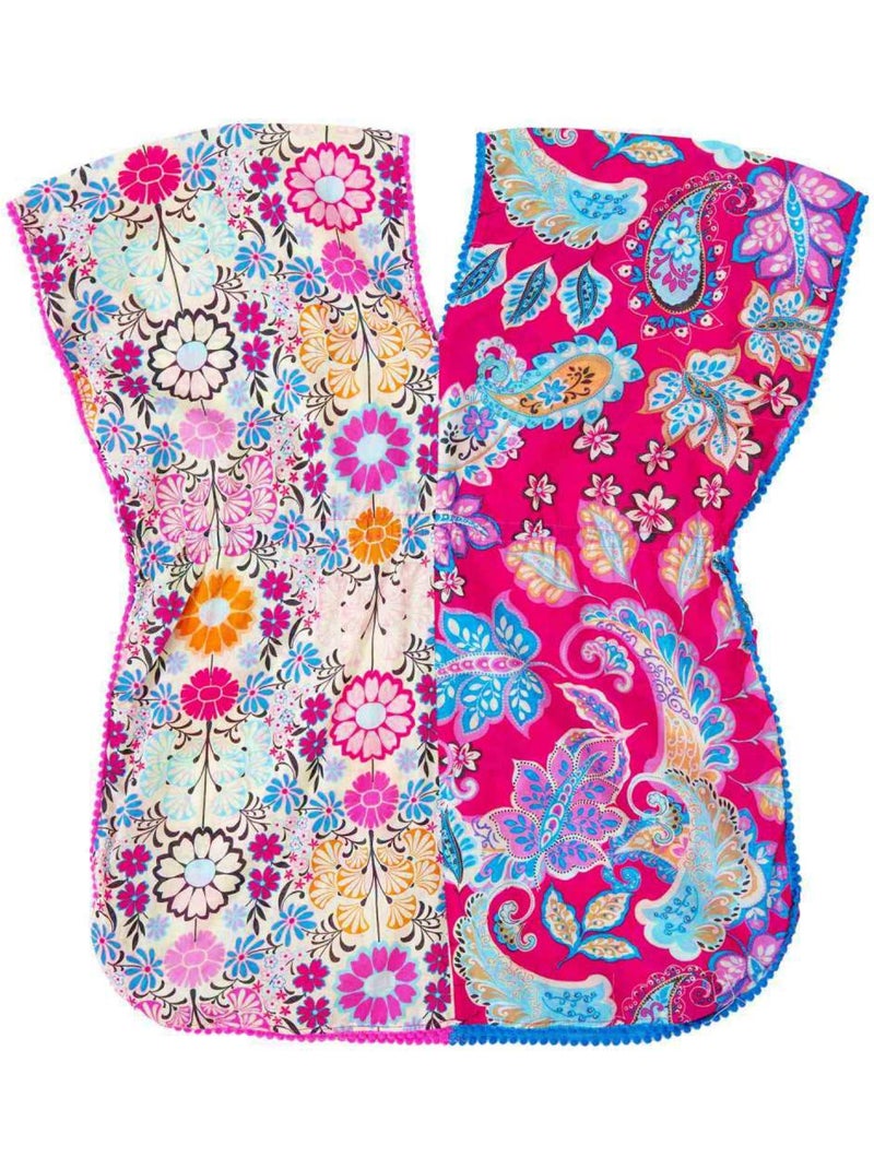 Robe de Plage  Imprimé Fleurs Hawaï   BALI - La Faute à Voltaire Rouge/Bleu/Jaune - Kiabi