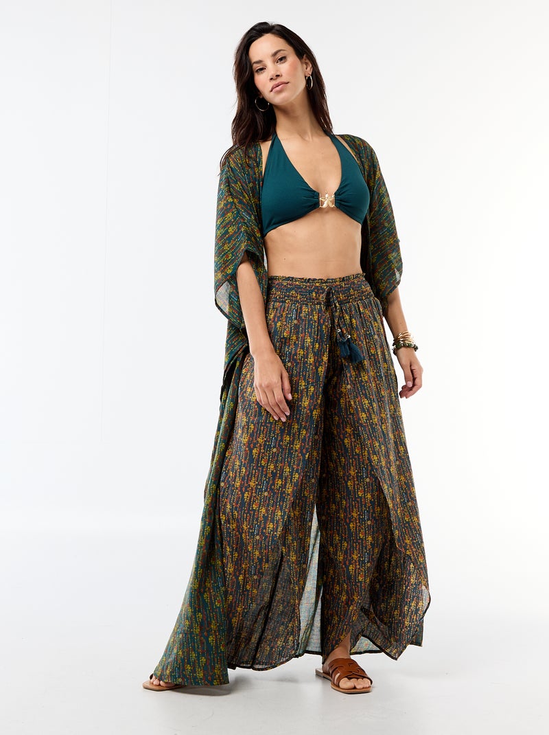 Robe de plage imprimée coupe longue Bleu - Kiabi