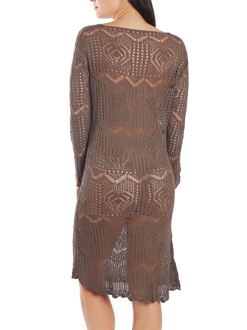 Robe de plage longue crochet Kaki - Kiabi
